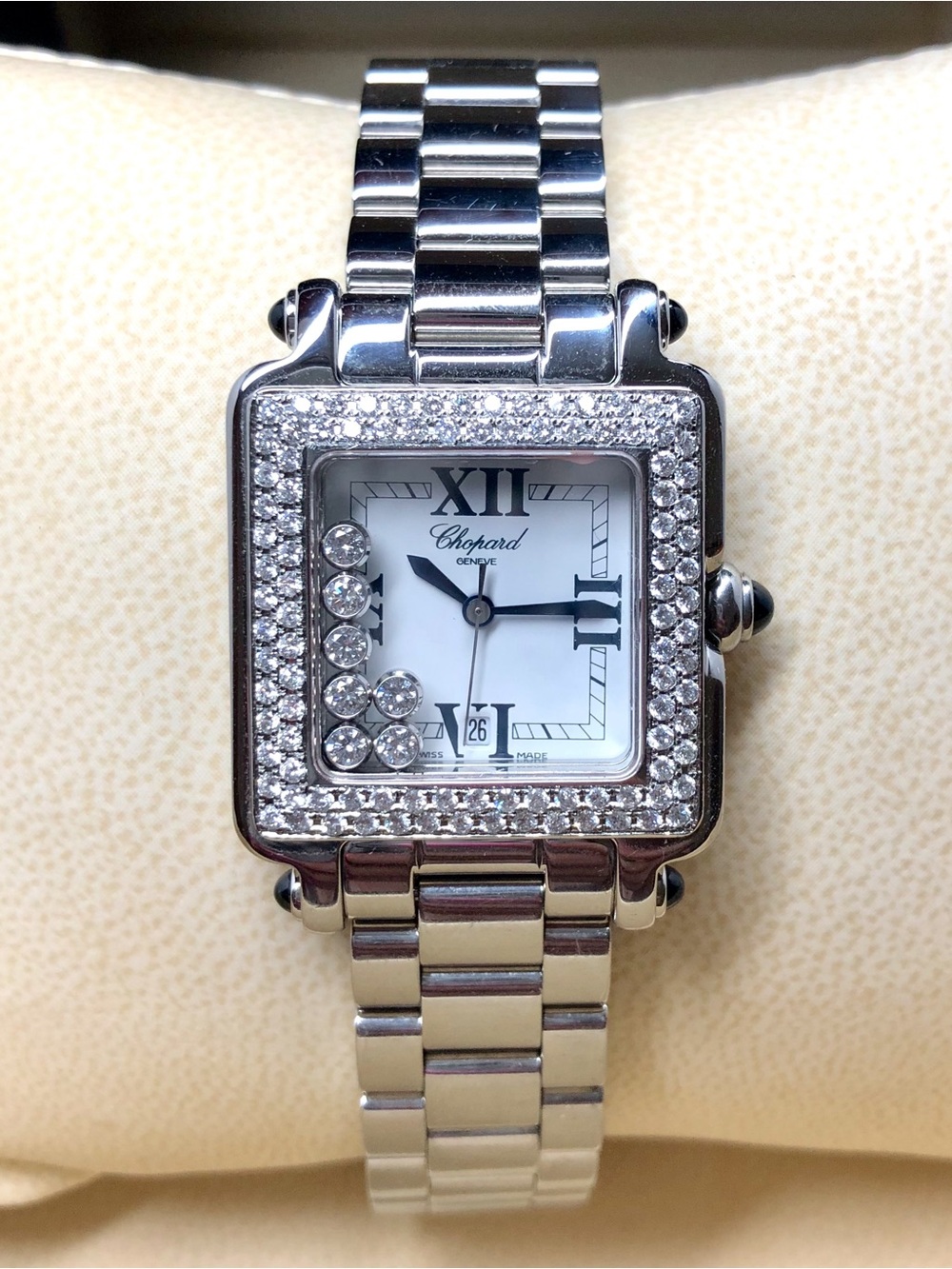 CHOPARD HAPPY SPORT Steel 27mm 7 Floating DIAMONDS ~0.25TCW Diamond Watch